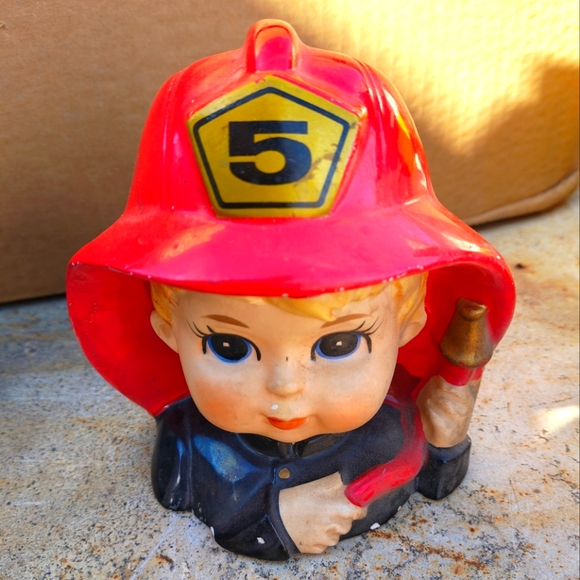Other - Vintage Inarco boy fireman firefighter head vase planter